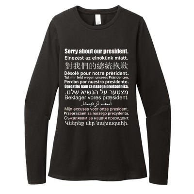 Sorry About Our President Anti-Trump Multiple Language Womens CVC Long Sleeve Shirt