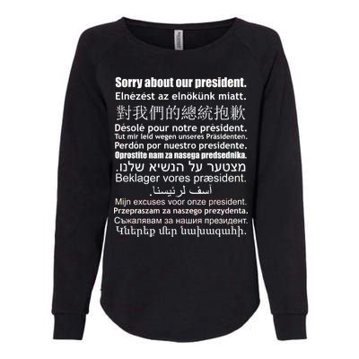 Sorry About Our President Anti-Trump Multiple Language Womens California Wash Sweatshirt