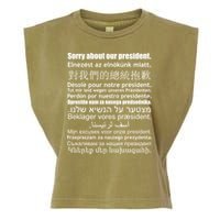Sorry About Our President Anti-Trump Multiple Language Garment-Dyed Women's Muscle Tee