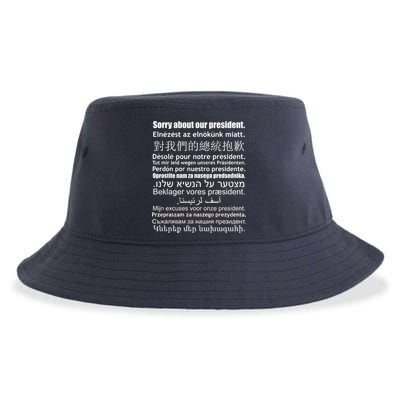 Sorry About Our President Anti-Trump Multiple Language Sustainable Bucket Hat