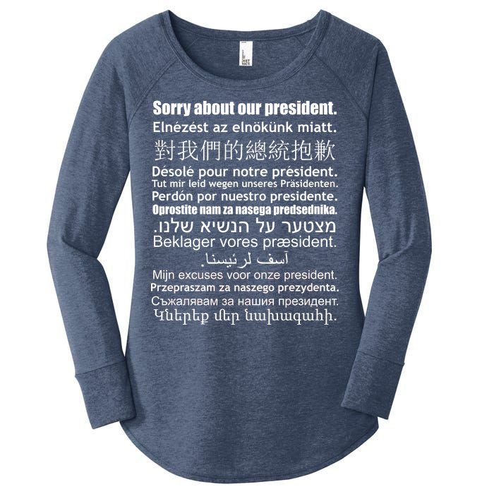 Sorry About Our President Anti-Trump Multiple Language Women's Perfect Tri Tunic Long Sleeve Shirt