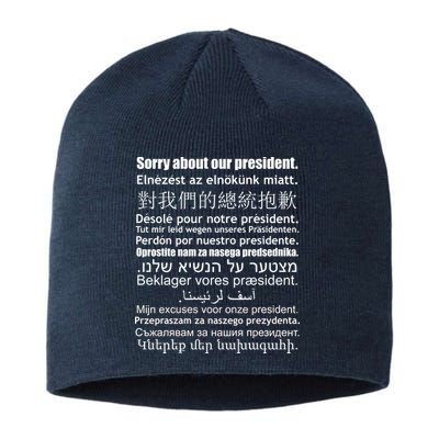 Sorry About Our President Anti-Trump Multiple Language Sustainable Beanie