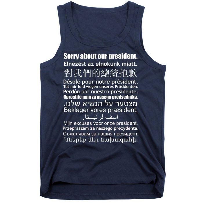 Sorry About Our President Anti-Trump Multiple Language Tank Top