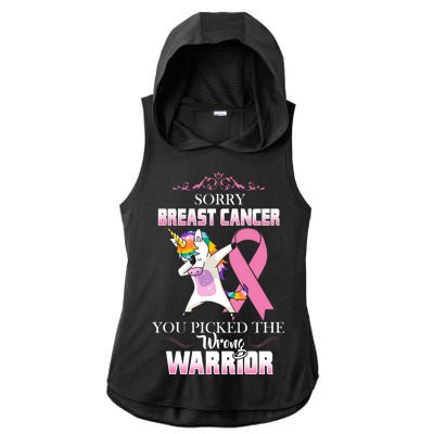 Sorry Breast Cancer You Picked The Wrong Warrior Ladies PosiCharge Tri-Blend Wicking Draft Hoodie Tank