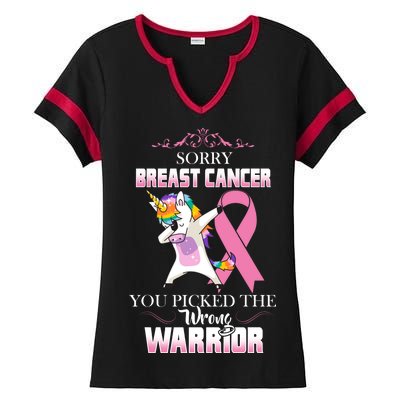 Sorry Breast Cancer You Picked The Wrong Warrior Ladies Halftime Notch Neck Tee