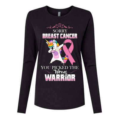 Sorry Breast Cancer You Picked The Wrong Warrior Womens Cotton Relaxed Long Sleeve T-Shirt