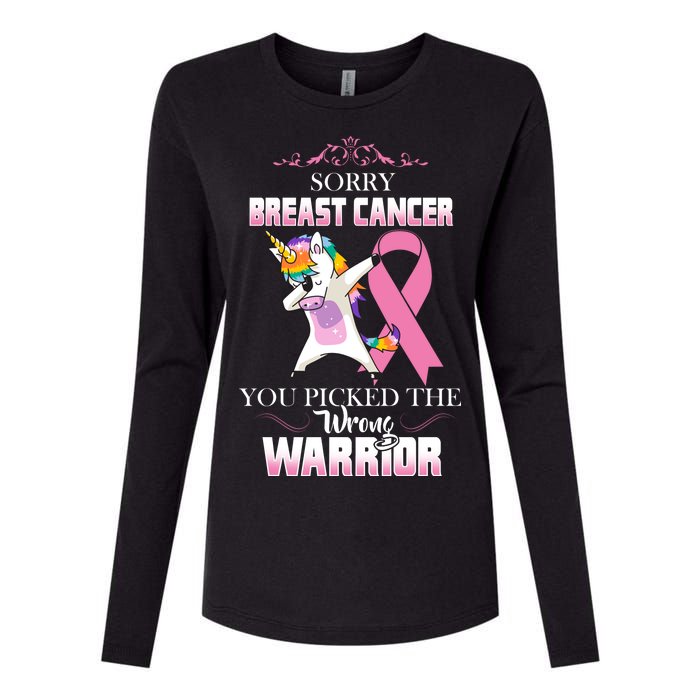 Sorry Breast Cancer You Picked The Wrong Warrior Womens Cotton Relaxed Long Sleeve T-Shirt