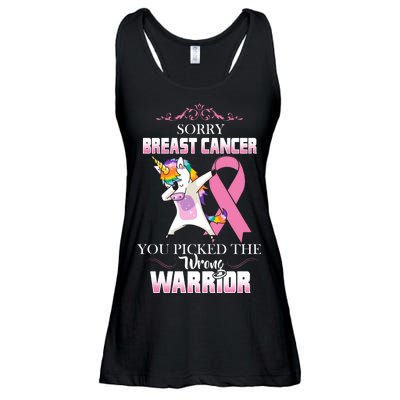 Sorry Breast Cancer You Picked The Wrong Warrior Ladies Essential Flowy Tank