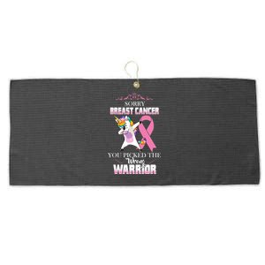 Sorry Breast Cancer You Picked The Wrong Warrior Large Microfiber Waffle Golf Towel