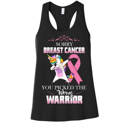 Sorry Breast Cancer You Picked The Wrong Warrior Women's Racerback Tank