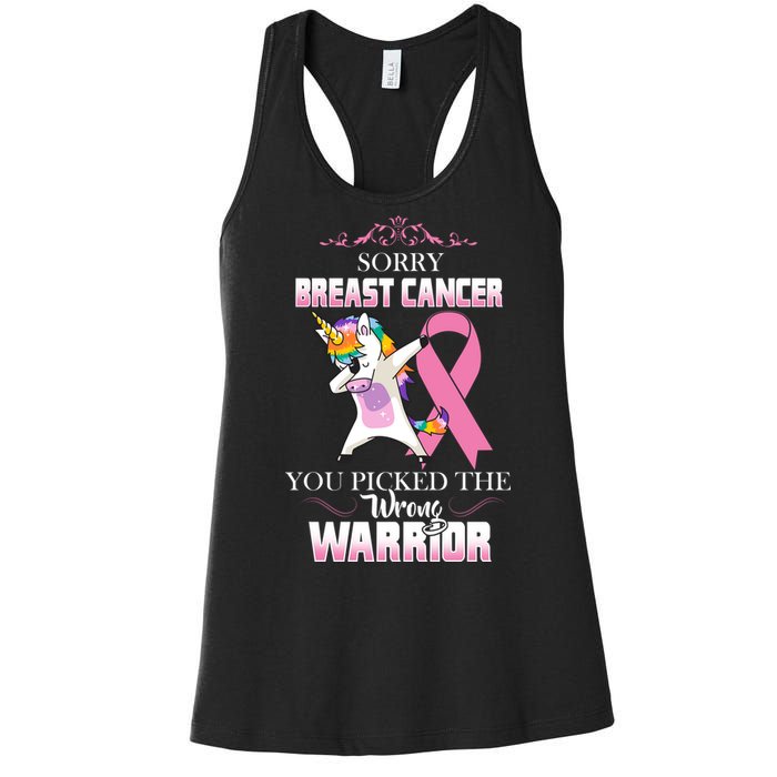 Sorry Breast Cancer You Picked The Wrong Warrior Women's Racerback Tank