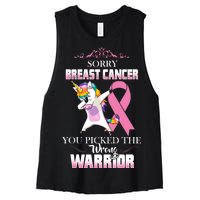 Sorry Breast Cancer You Picked The Wrong Warrior Women's Racerback Cropped Tank