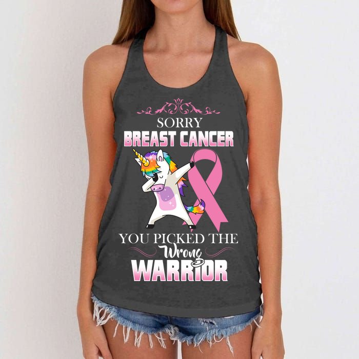 Sorry Breast Cancer You Picked The Wrong Warrior Women's Knotted Racerback Tank