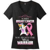 Sorry Breast Cancer You Picked The Wrong Warrior Women's V-Neck T-Shirt