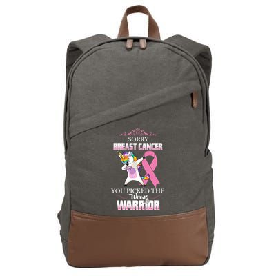Sorry Breast Cancer You Picked The Wrong Warrior Cotton Canvas Backpack