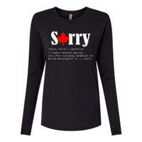 Sorry Definition Canadian Apology Womens Cotton Relaxed Long Sleeve T-Shirt