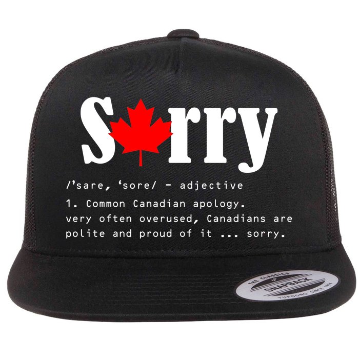 Sorry Definition Canadian Apology Flat Bill Trucker Hat