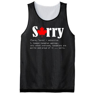 Sorry Definition Canadian Apology Mesh Reversible Basketball Jersey Tank