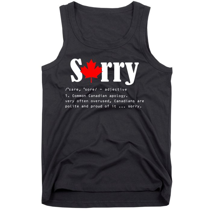 Sorry Definition Canadian Apology Tank Top