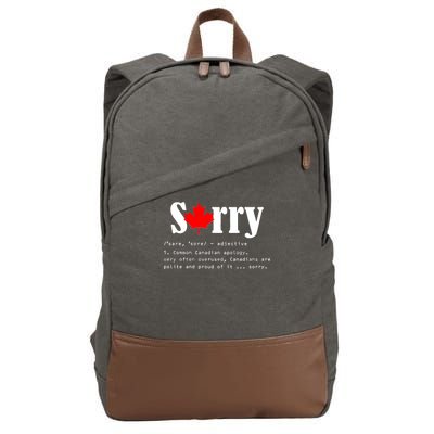 Sorry Definition Canadian Apology Cotton Canvas Backpack