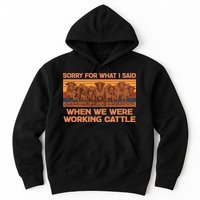 Sorry For What I Said When We Were Working Cattle Hoodie
