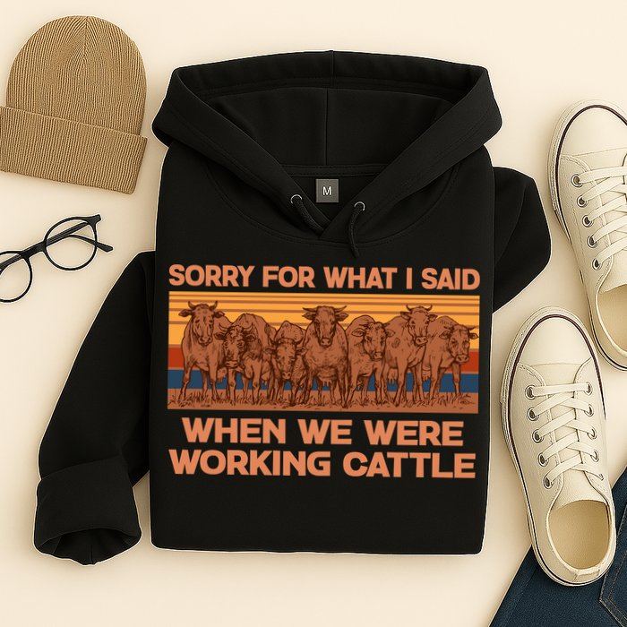 Sorry For What I Said When We Were Working Cattle Hoodie