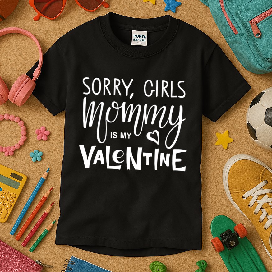 Sorry Girls Mommy Is My Valentine Kids T-Shirt