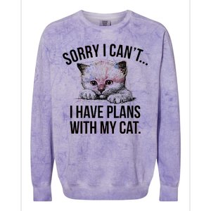 Sorry I Cant I Have Plans With My Cat Funny Colorblast Crewneck Sweatshirt