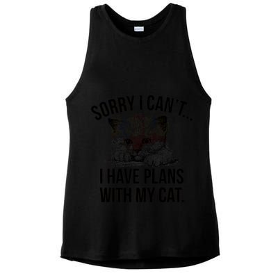 Sorry I Cant I Have Plans With My Cat Funny Ladies PosiCharge Tri-Blend Wicking Tank