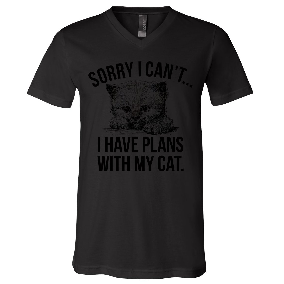 Sorry I Cant I Have Plans With My Cat Funny V-Neck T-Shirt