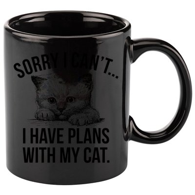 Sorry I Cant I Have Plans With My Cat Funny 11oz C Handle Ceramic Mug