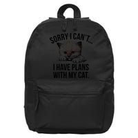 Sorry I Cant I Have Plans With My Cat Funny 16 in Basic Backpack