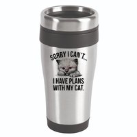 Sorry I Cant I Have Plans With My Cat Funny 16oz Travel Tumbler