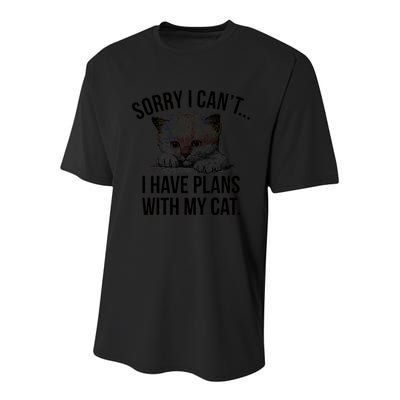 Sorry I Cant I Have Plans With My Cat Funny Youth Performance Sprint T-Shirt