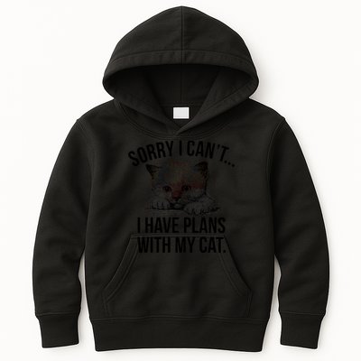 Sorry I Cant I Have Plans With My Cat Funny Kids Hoodie