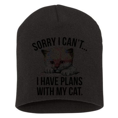 Sorry I Cant I Have Plans With My Cat Funny Short Acrylic Beanie