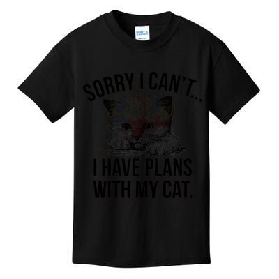 Sorry I Cant I Have Plans With My Cat Funny Kids T-Shirt