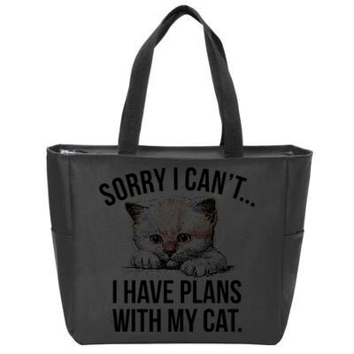 Sorry I Cant I Have Plans With My Cat Funny Zip Tote Bag