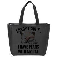 Sorry I Cant I Have Plans With My Cat Funny Zip Tote Bag