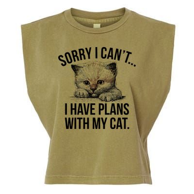 Sorry I Cant I Have Plans With My Cat Funny Garment-Dyed Women's Muscle Tee