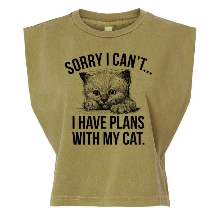 Sorry I Cant I Have Plans With My Cat Funny Garment-Dyed Women's Muscle Tee