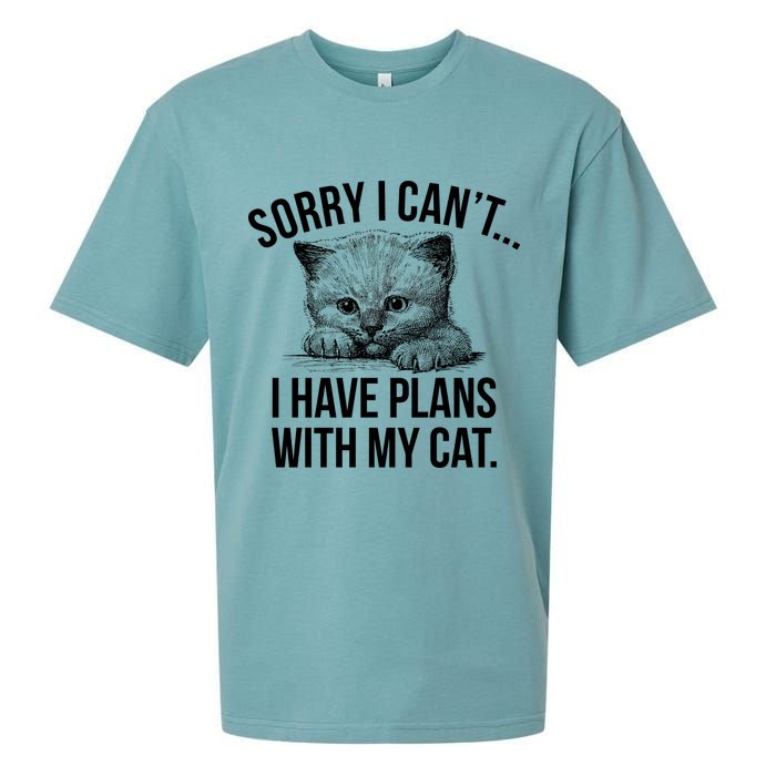 Sorry I Cant I Have Plans With My Cat Funny Sueded Cloud Jersey T-Shirt