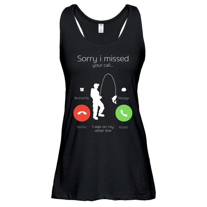 Sorry I Missed Your Call I Was On My Other Line Fishing Joke Ladies Essential Flowy Tank