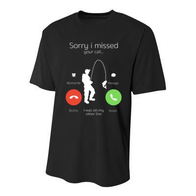Sorry I Missed Your Call I Was On My Other Line Fishing Joke Youth Performance Sprint T-Shirt