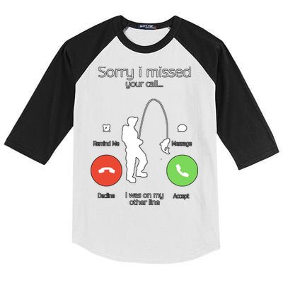 Sorry I Missed Your Call I Was On My Other Line Fishing Joke Kids Colorblock Raglan Jersey