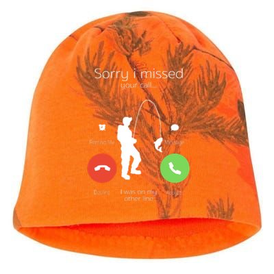 Sorry I Missed Your Call I Was On My Other Line Fishing Joke Kati - Camo Knit Beanie