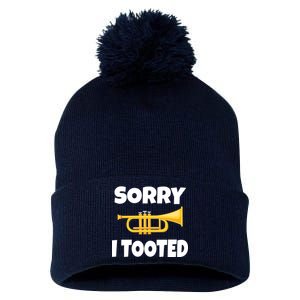 Sorry I Tooted Trumpet Pom Pom 12in Knit Beanie