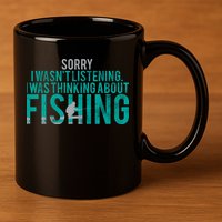 Sorry I Was Thinking About Fishing 11oz C Handle Ceramic Mug