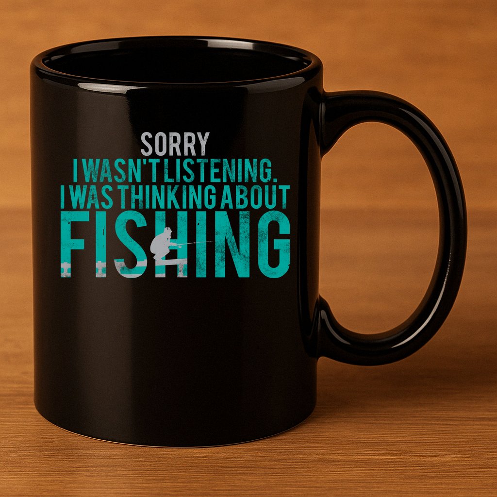 Sorry I Was Thinking About Fishing 11oz C Handle Ceramic Mug