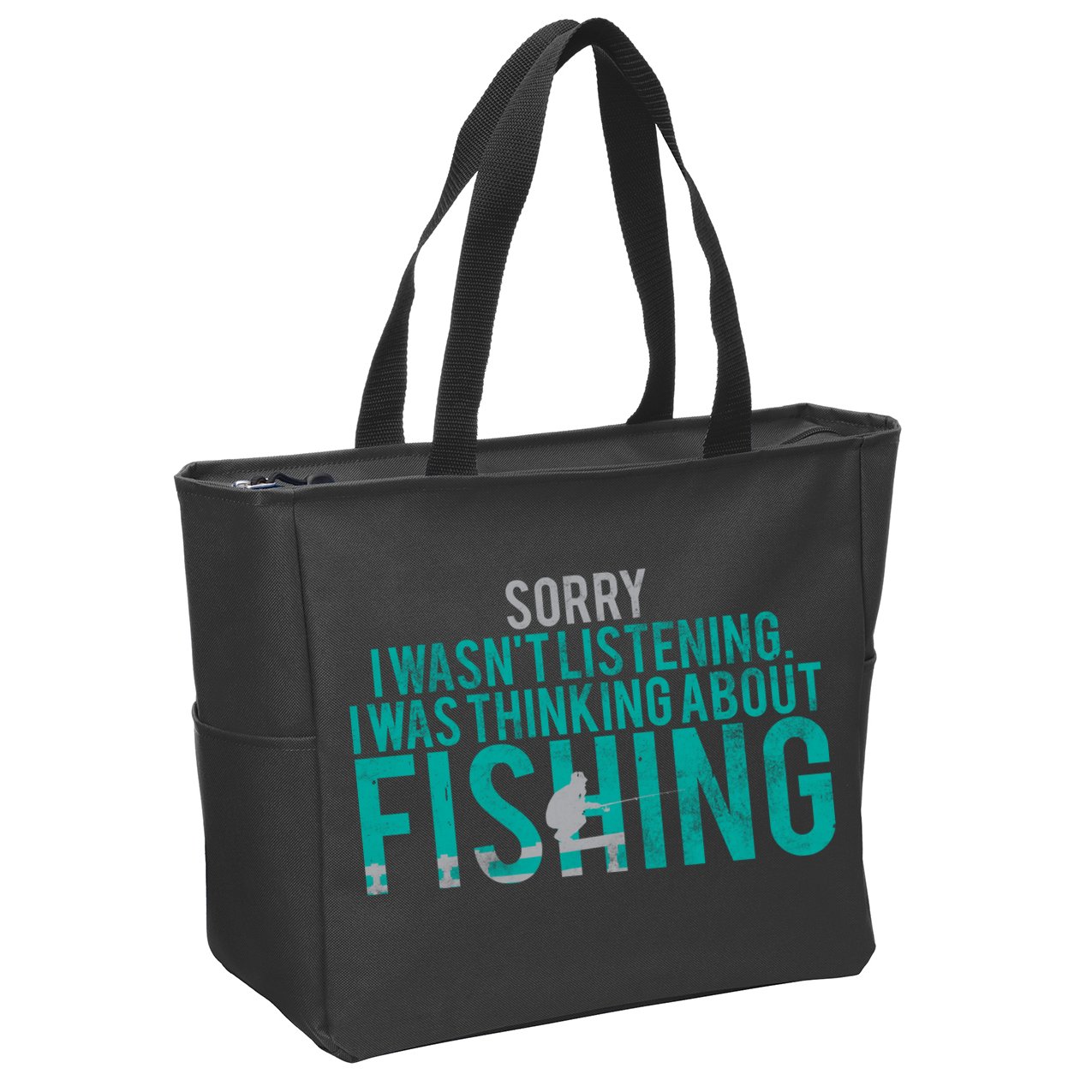 Sorry I Was Thinking About Fishing Zip Tote Bag